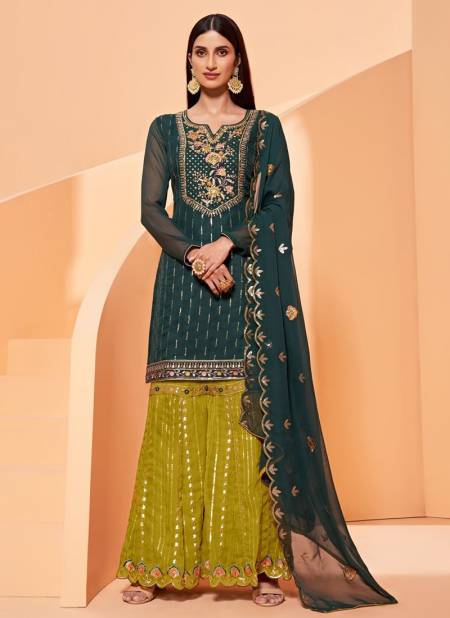 Dark Botel Green Colour ALIZEH ZAIDA 8 Heavy Designer Fancy Festive Wear Sharara Suit Collection 2031